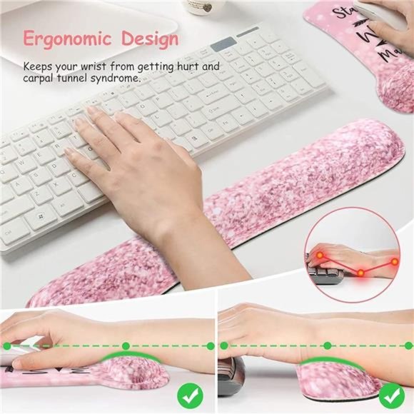 3in1 Keyboard Wrist Rest+ Mouse Wrist Rest Pad + Coaster, Non-Slip Rubber Base - Picture 2 of 6